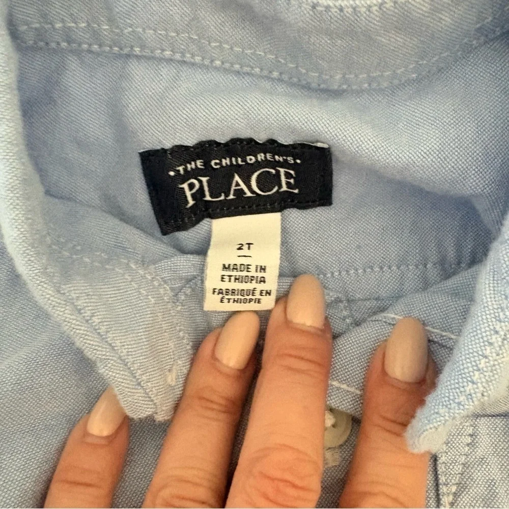 The Children's Place Boys Light Blue Cotton Button Down Shirt